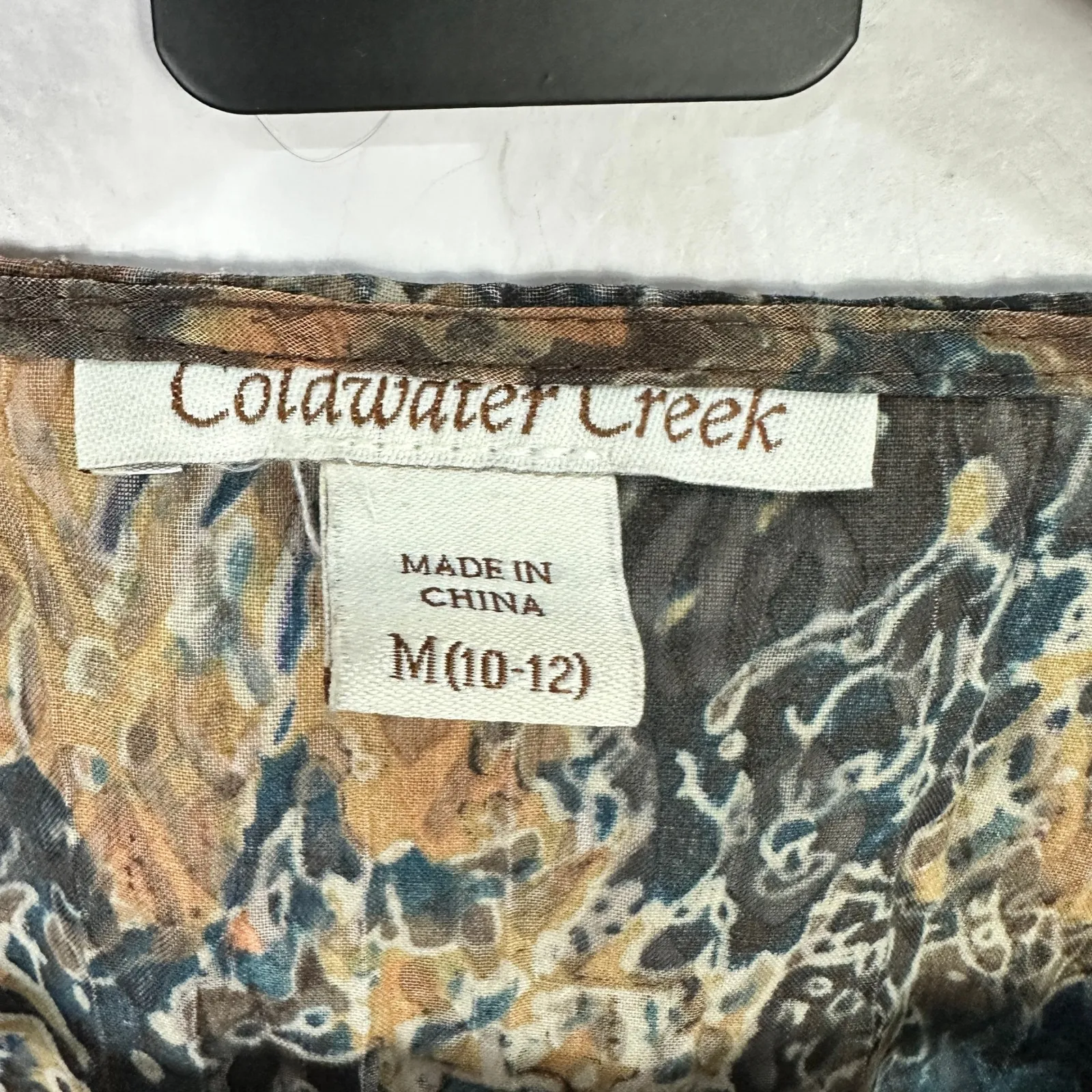 Coldwater Creek Brown Paisley Tunic Top Medium Embroidered Fairy Earthy Folk - Image 2