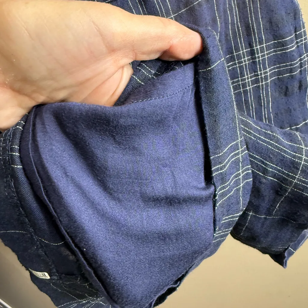 Greylin  Navy Plaid V-Neck romper small - Image 11