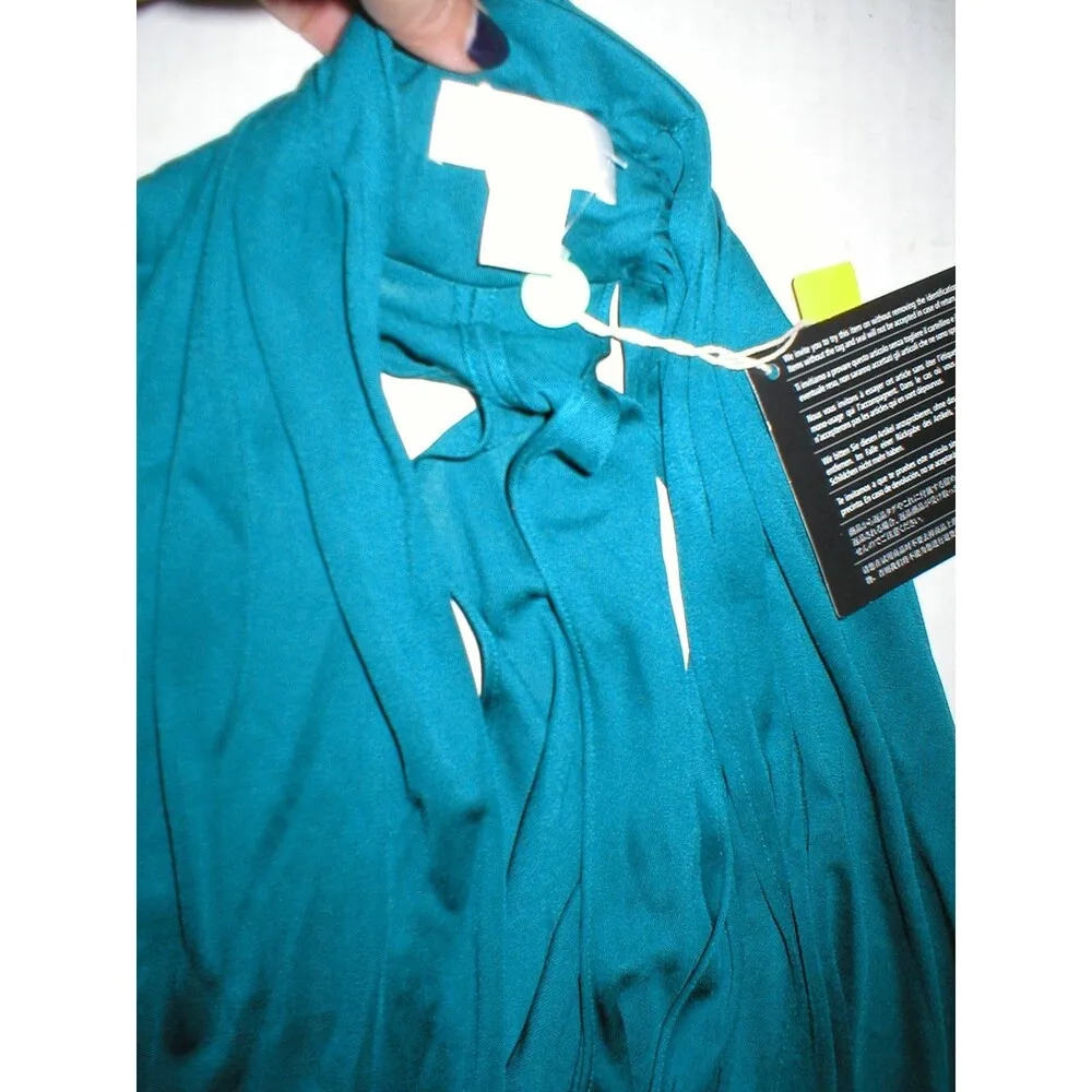 New Womens 8 NWT Designer Doo.Ri Dark Teal Aqua Blue Dress T Back Belt Sleeveles - Image 7