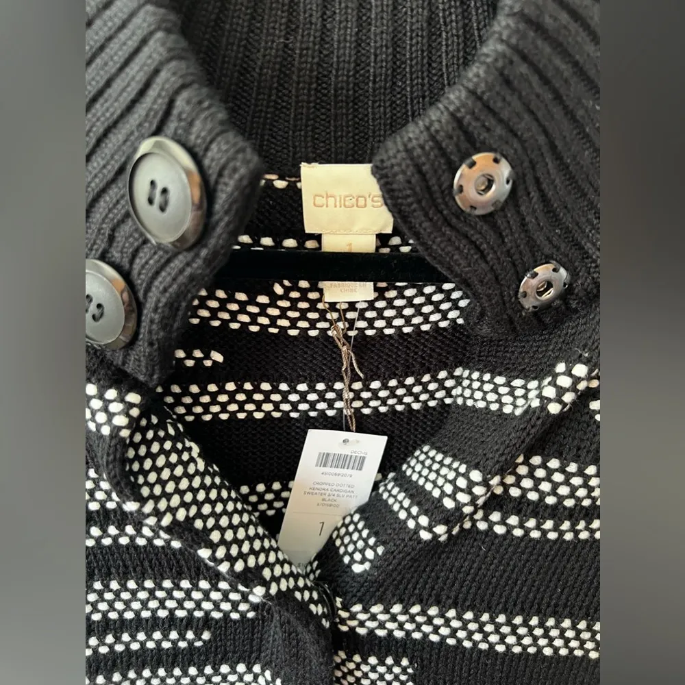 Chicos NWT Wool Blend Cropped Dotted Kendra Cardigan Sweater 3/4 Sleeves Women 1 - Image 5