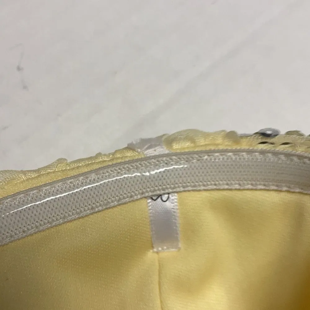 XTRADIONARY, Beaded Mesh Formal strapless, Sz9, Yellow, Sequins, pleats, Hand Wash - Image 14