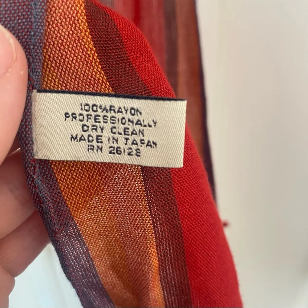 ANN TOYLOR Stripe Scarf Multi-colored, Rayon Striped Scarf With Fringed Ends - Image 3