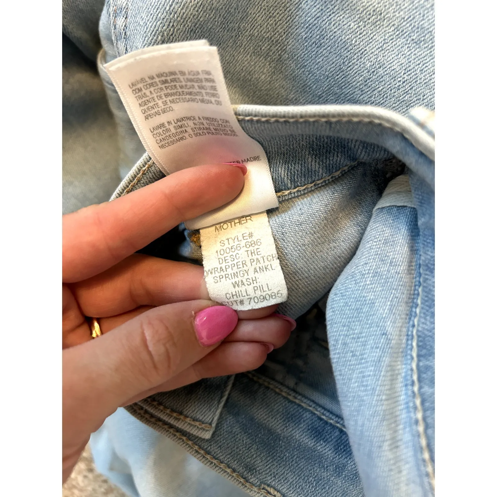 MOTHER Denim The Wrapper Patch Springy Ankle Pants in Chill Pill Blue Size 26 - Image 8