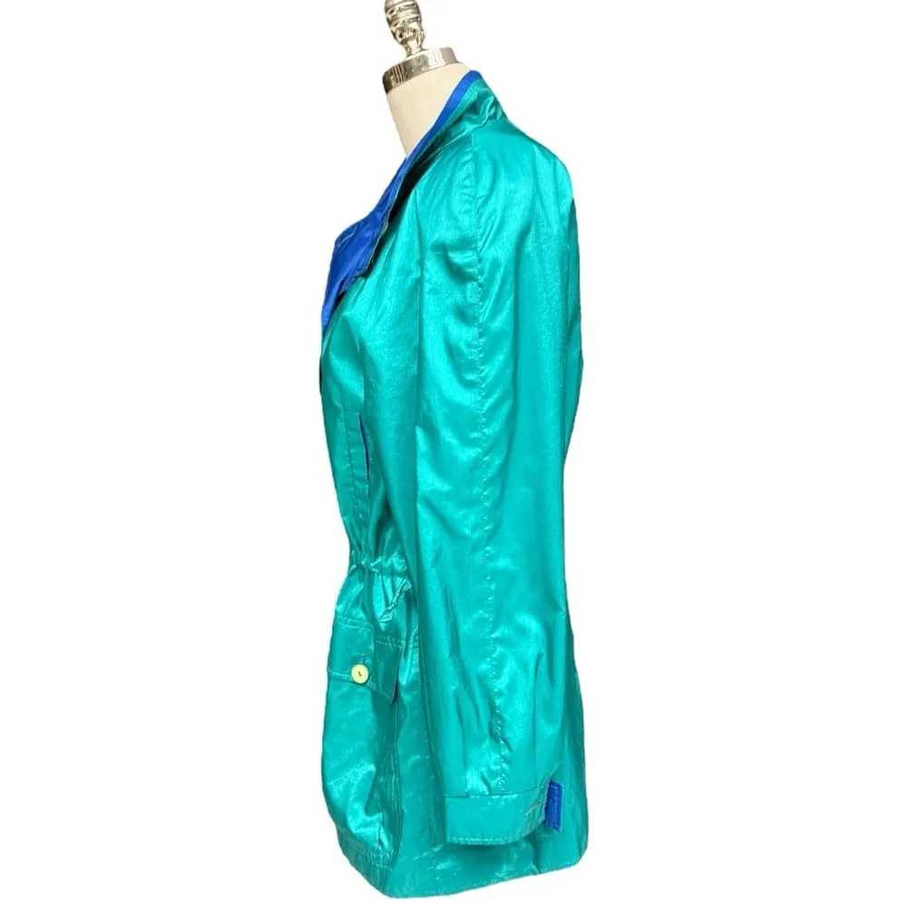 Vintage Forecaster of Boston Vintage Trench Coat Size Medium, Teal and Blue EUC Green - Image 3