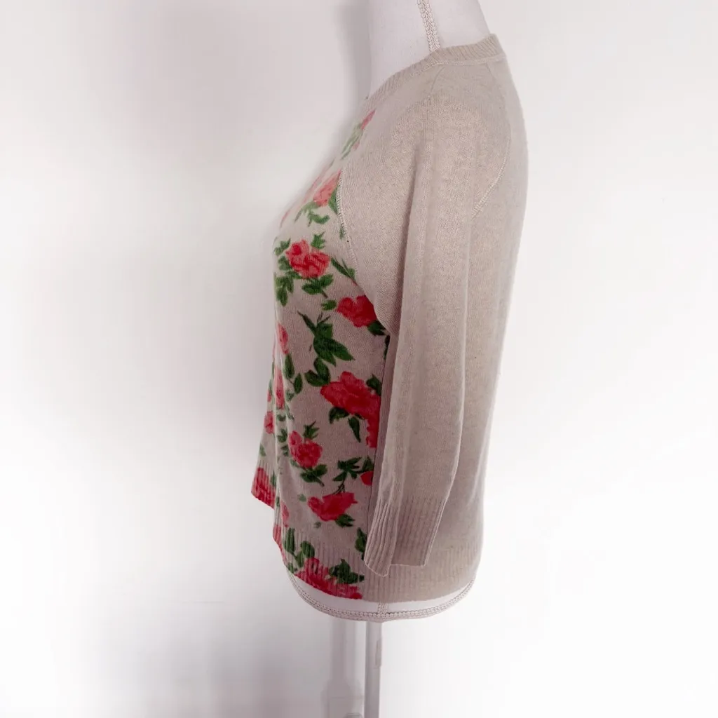 EUC Autumn Cashmere Floral Print Raglan Sleeve Pullover Sweater Size M - Image 7