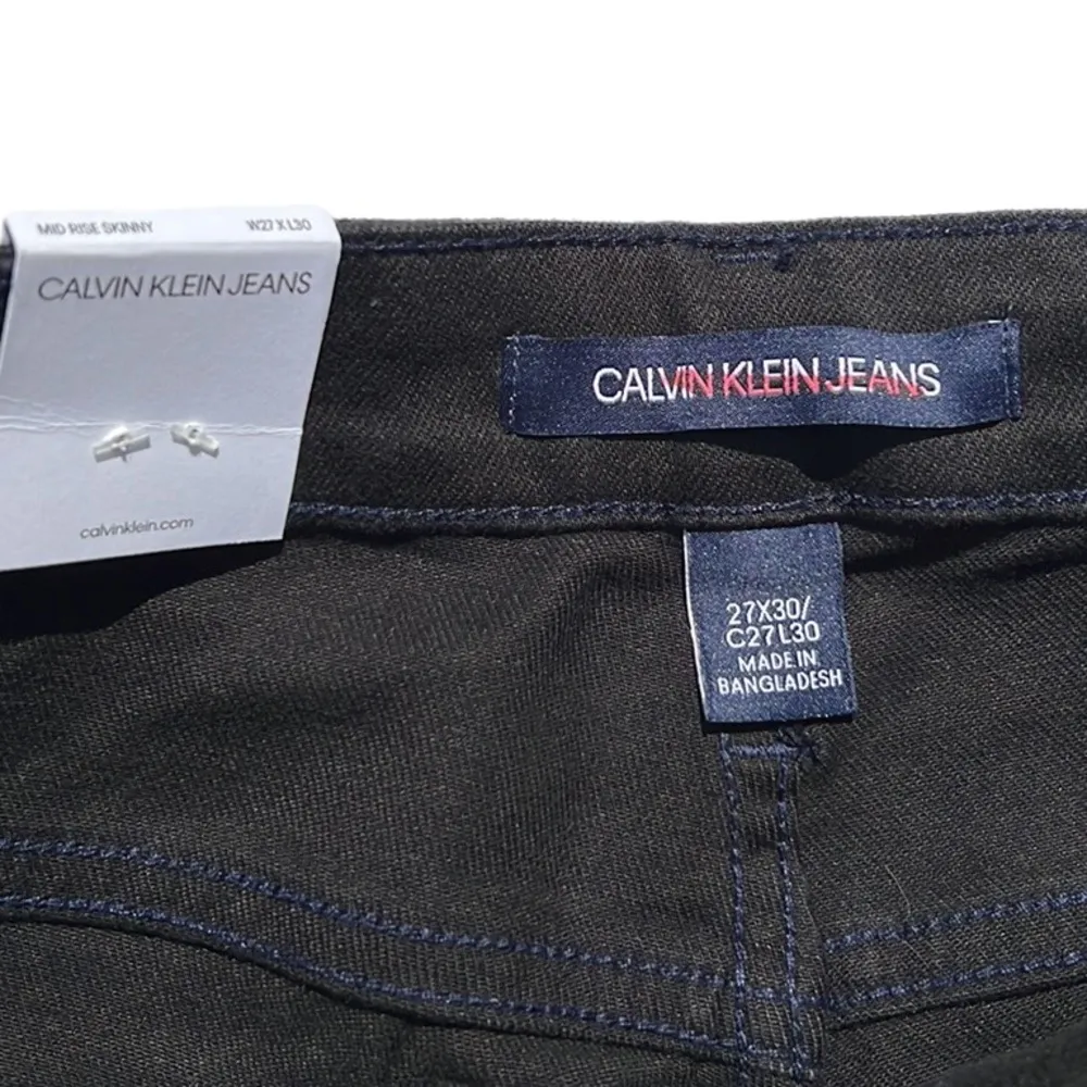 Calvin Klein Jeans Mid Rise Skinny Distressed Patch Black Jeans Size 27X30 New - Image 7