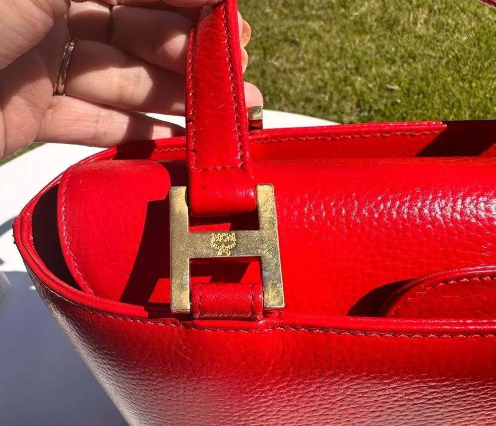 MCM RED SMALL TOTE BAG - Image 8