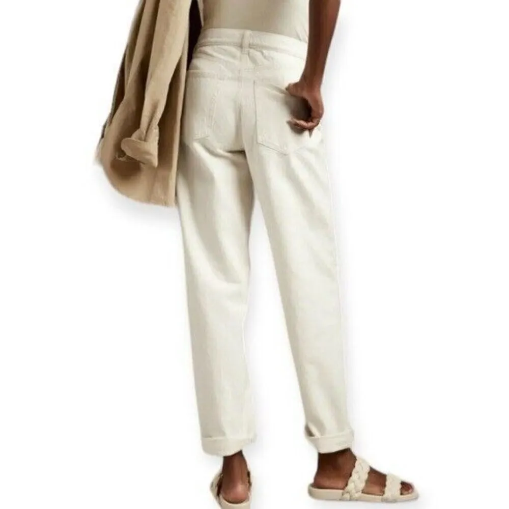 BANANA REPUBLIC Mid Rise Loose Fit High Rise Stovepipe Ivory Jeans Size 33 NEW - Image 3