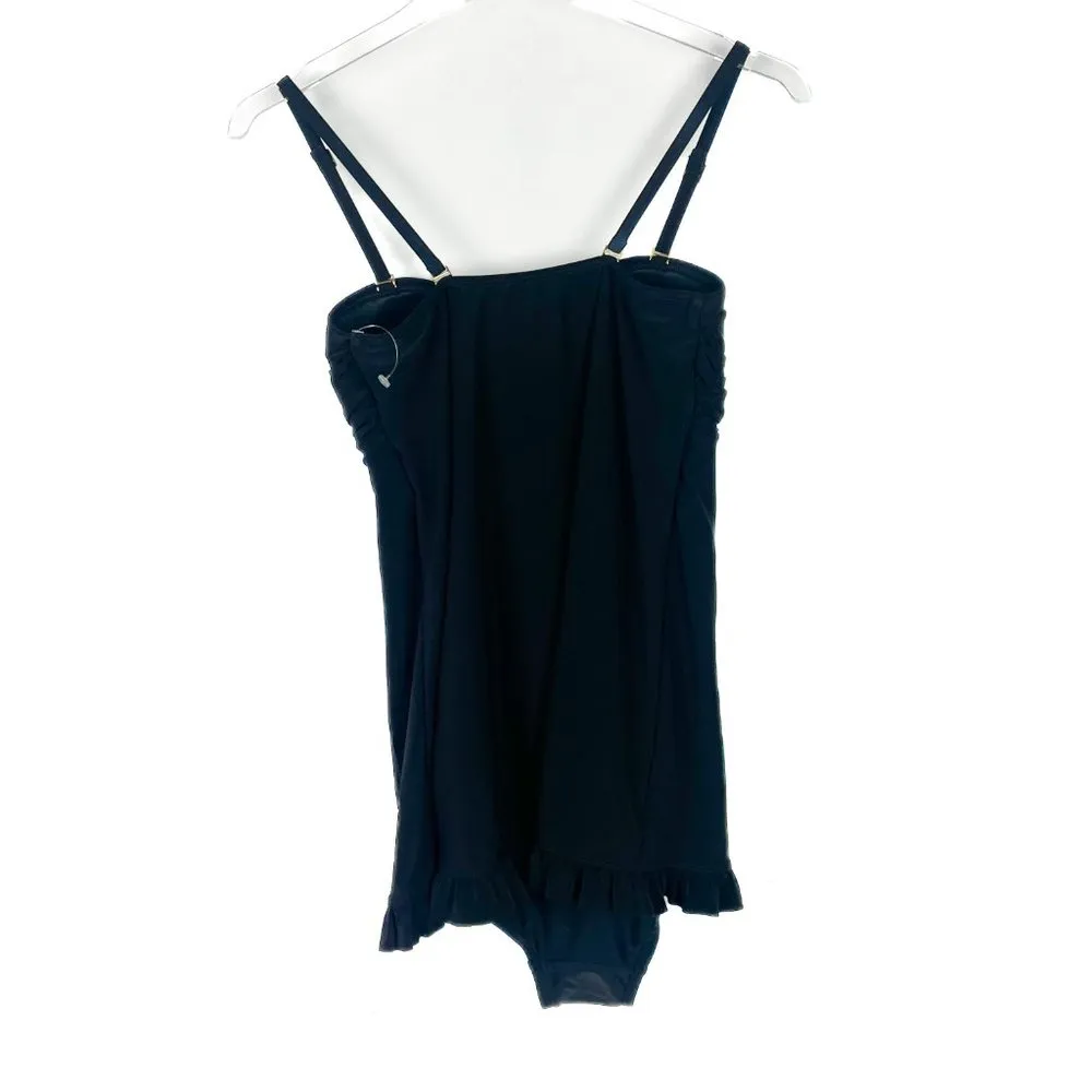 NWT Beyond Control Solid Citizen Twist-Neck One-Piece Swim Dress Black Size 8 - Image 8