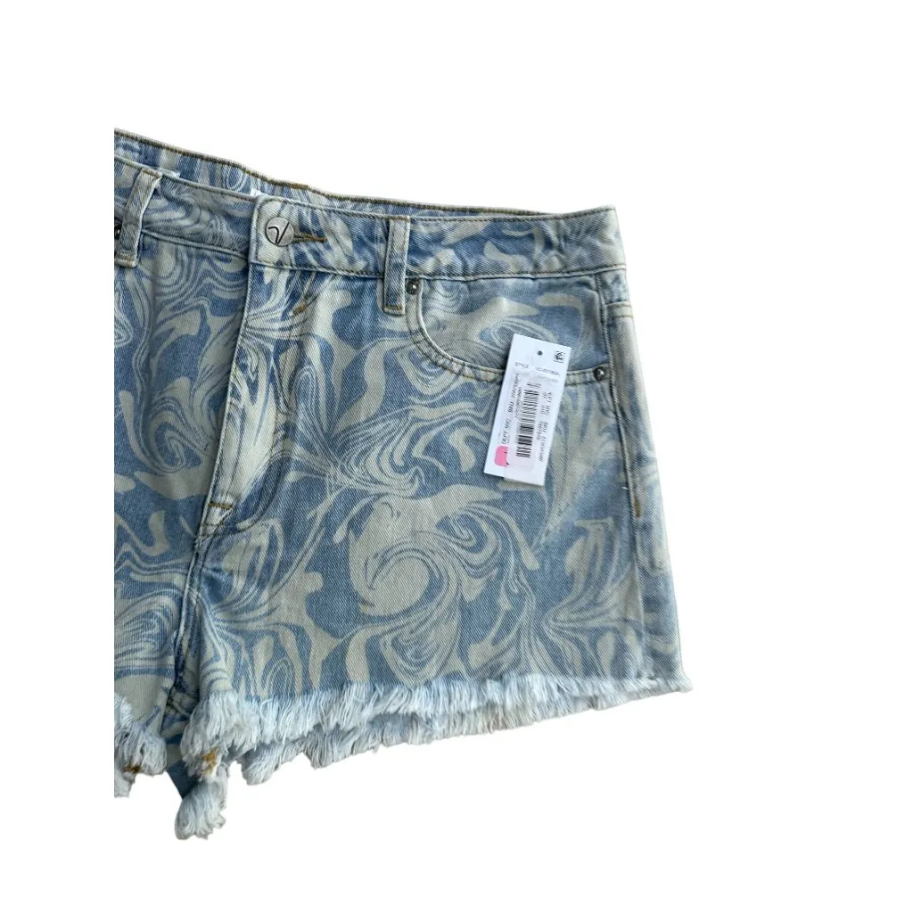 VIGOSS Women's Denim High Rise Swirl Jean Shorts Size 32 NEW - Image 3