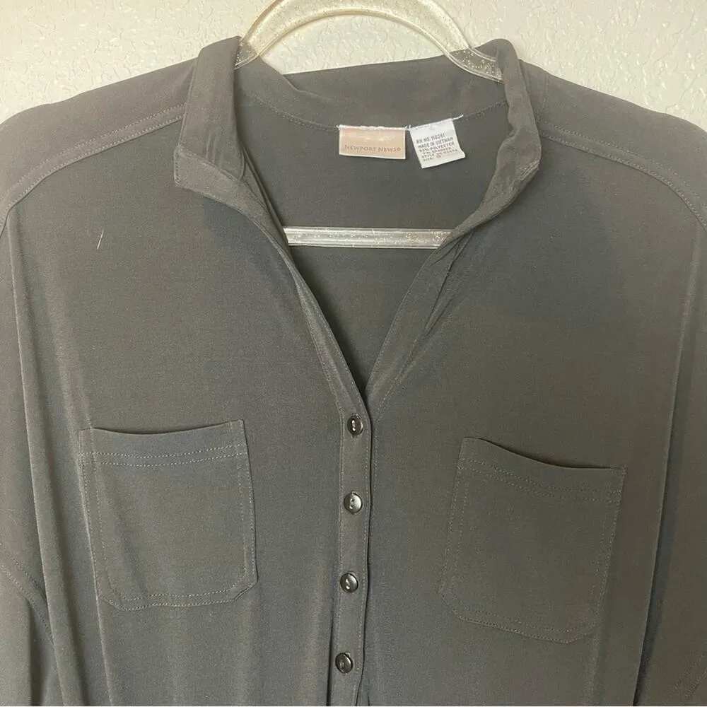 NEWPORT NEWS Vintage Black Button Up Maxi Dress Size S - Image 6