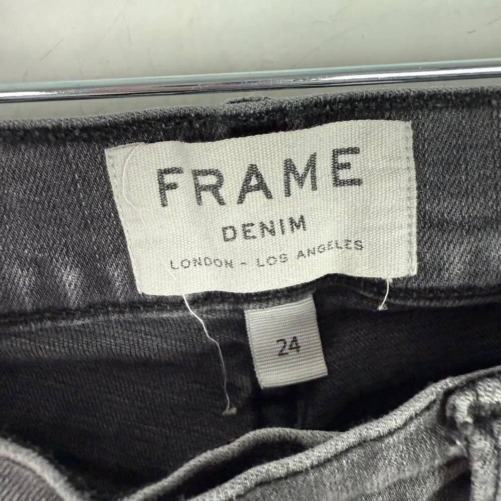 FRAME Le High Skinny Jeans in Faded Wash Gray Size 24 EUC - Image 5