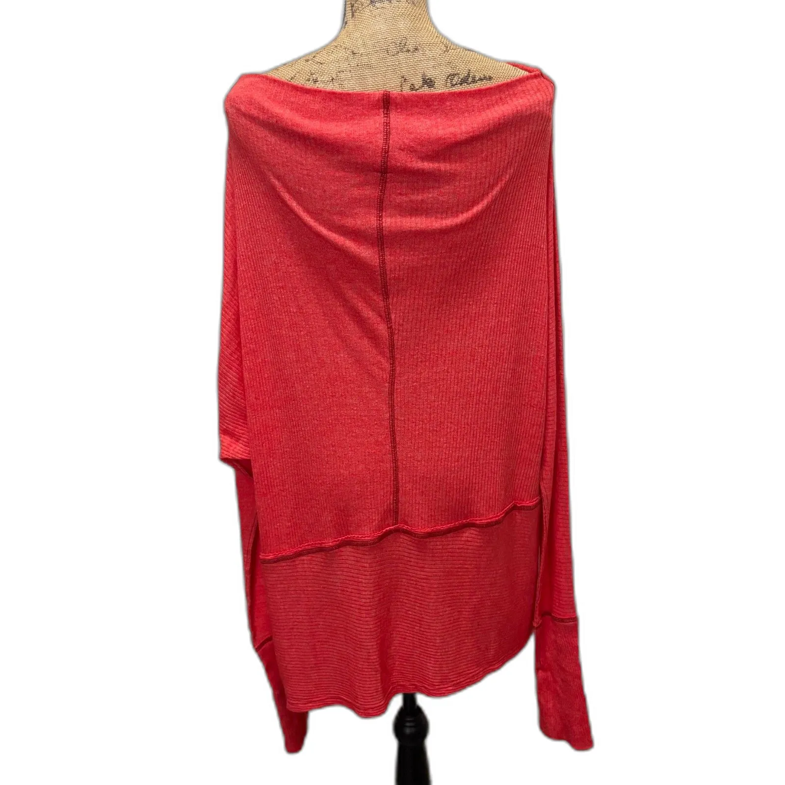 We the Free People London Town‎ Thermal Tunic Top Coral Oversized Size Medium - Image 3