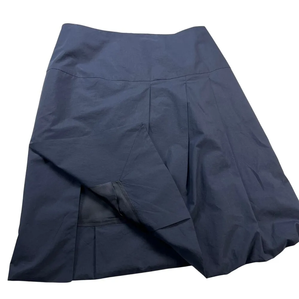 Pauw Amsterdam Cotton Navy Blue Knee Length Bubble Hem Wrap Skirt Size 0 (XS) - Image 6