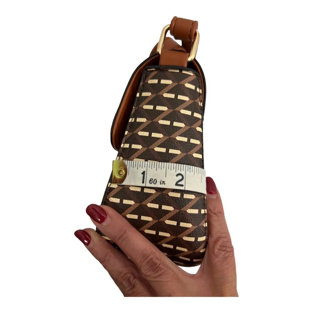 Brown Faux Leather Cross Body Mini Shoulder Bag - Image 8