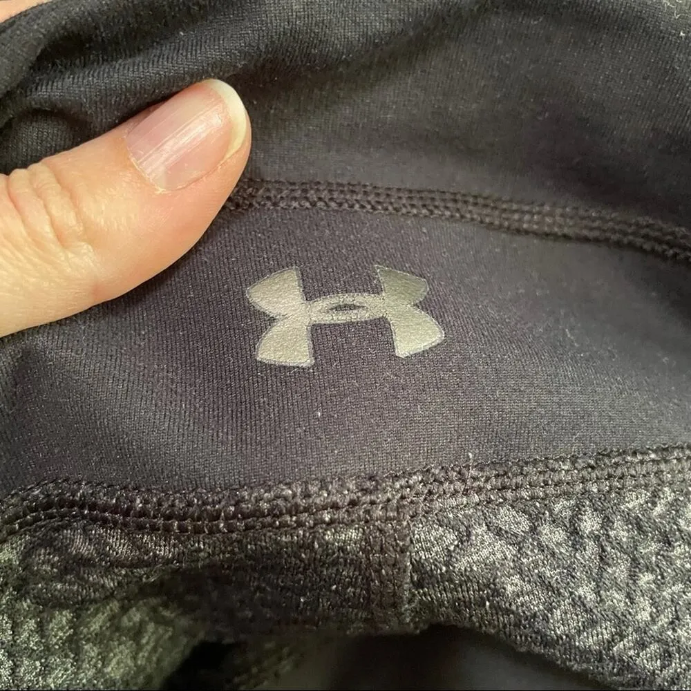 Under Armour Grey Textured Full Length Leggings Womens S Yoga Pants Y2K Athletic - Image 2