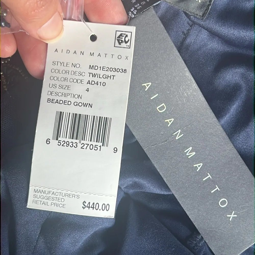 Aidan Mattox Beaded Flutter Sleeve Gown - Image 13