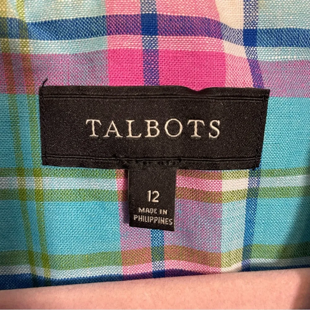 Talbots Madras Double-Button Sunshine Blazer Linen Blend Plaid - Image 9