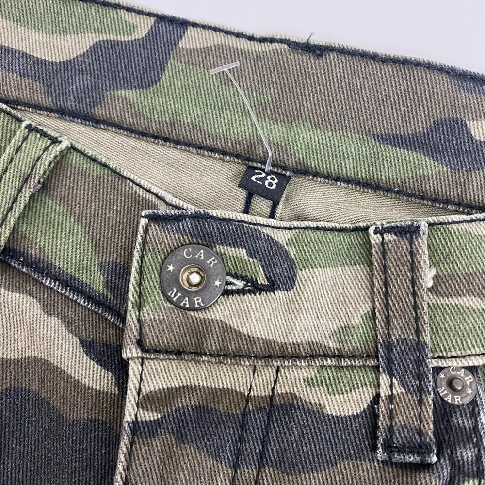 Carmar X LF Camo Camouflage Cropped Raw Frayed Hem Denim Jeans Green Size 28 - Image 7