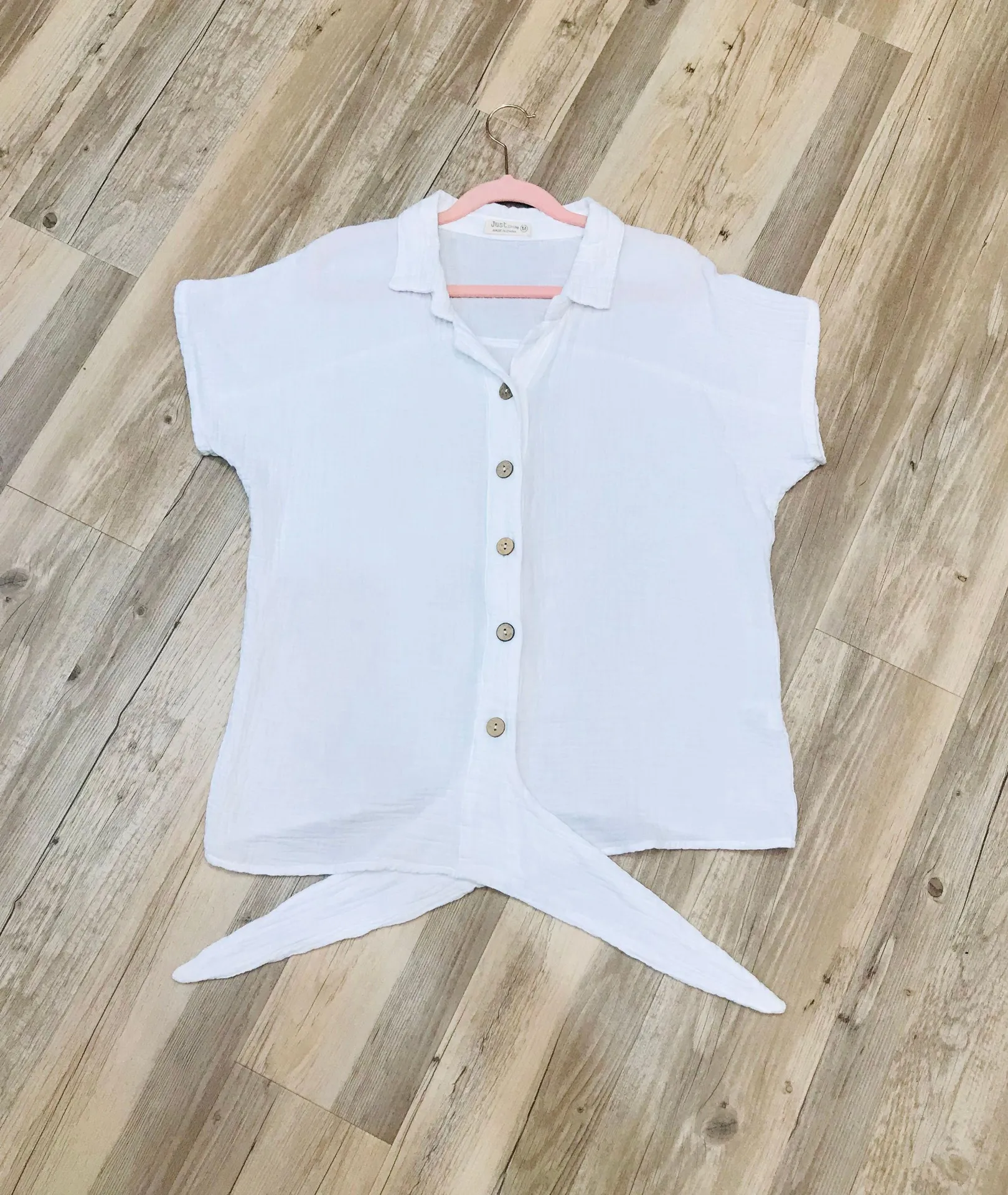 Just Living White Tie Front Shirt Medium - Image 3