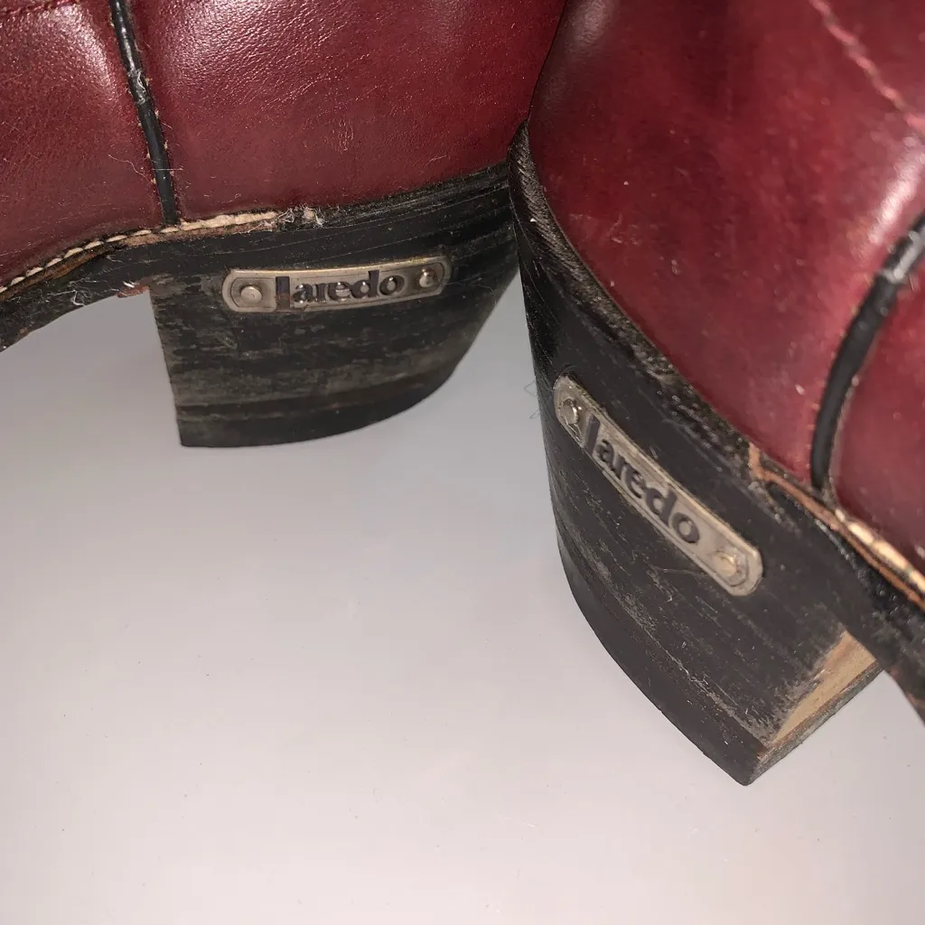 Laredo Burgundy Red Gray  Embroidered Leather Cowgirl Western Boots 6.5 - Image 10