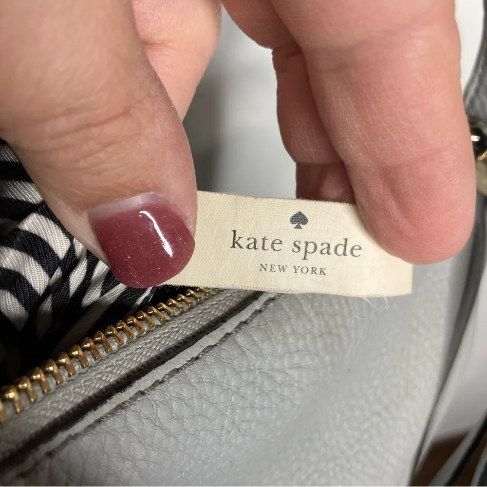 Kate Spade crossbody shoulder bag pebbled leather gray medium‎ - Image 7