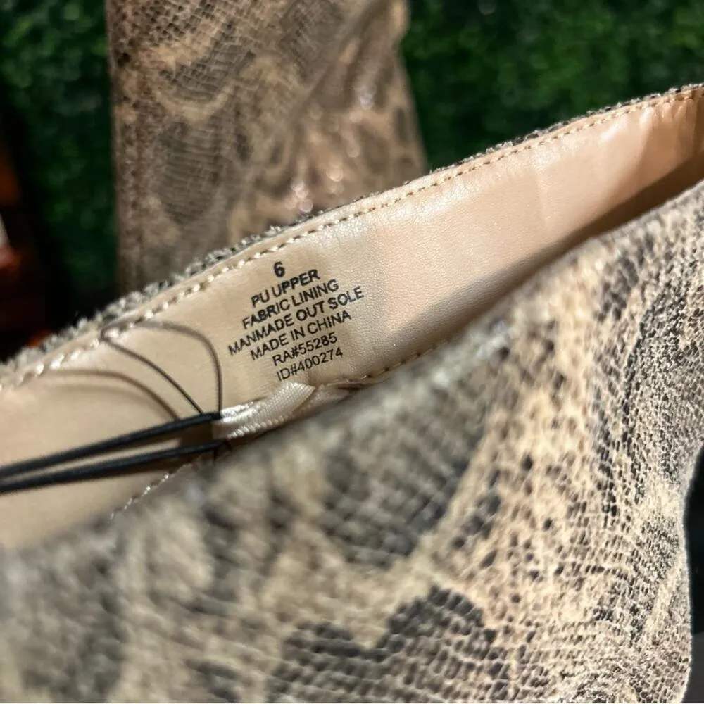 EXPRESS  Textured Snakeskin Asymmetrical Pull On Booties 6 - Image 6