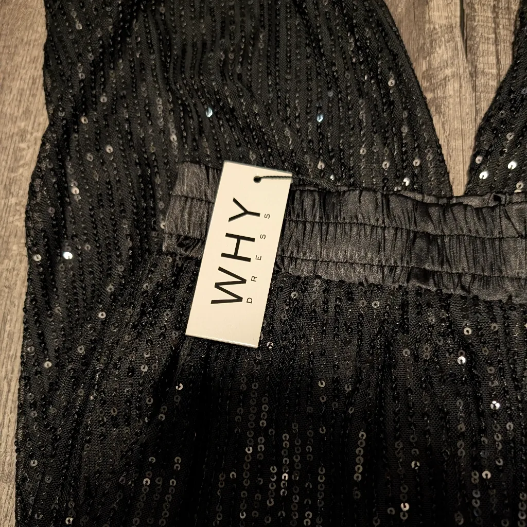 WHY Dress Black Sequin Joggers NWT New Years Eve Party Pants Small Sparkle - Image 8