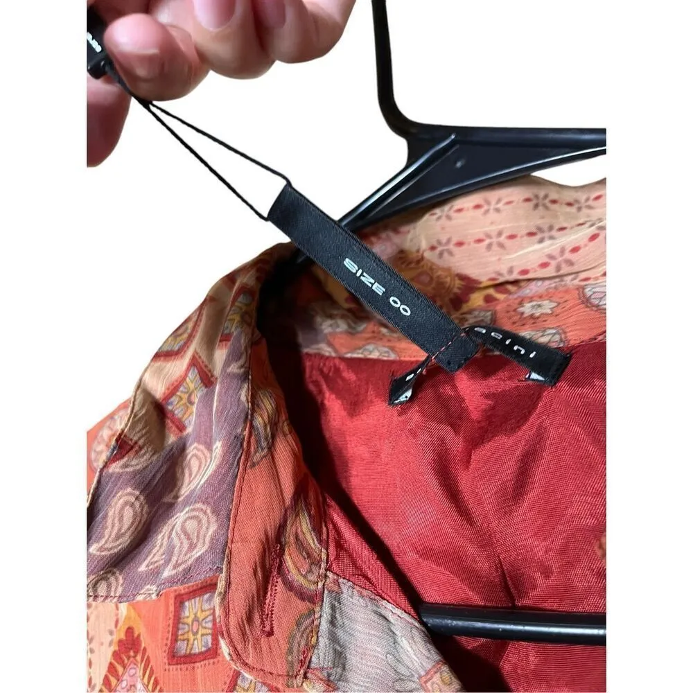 Sarah‎ Pacini Brick Viscose Patchwork Blouse Size XS NWT Orange - Image 7