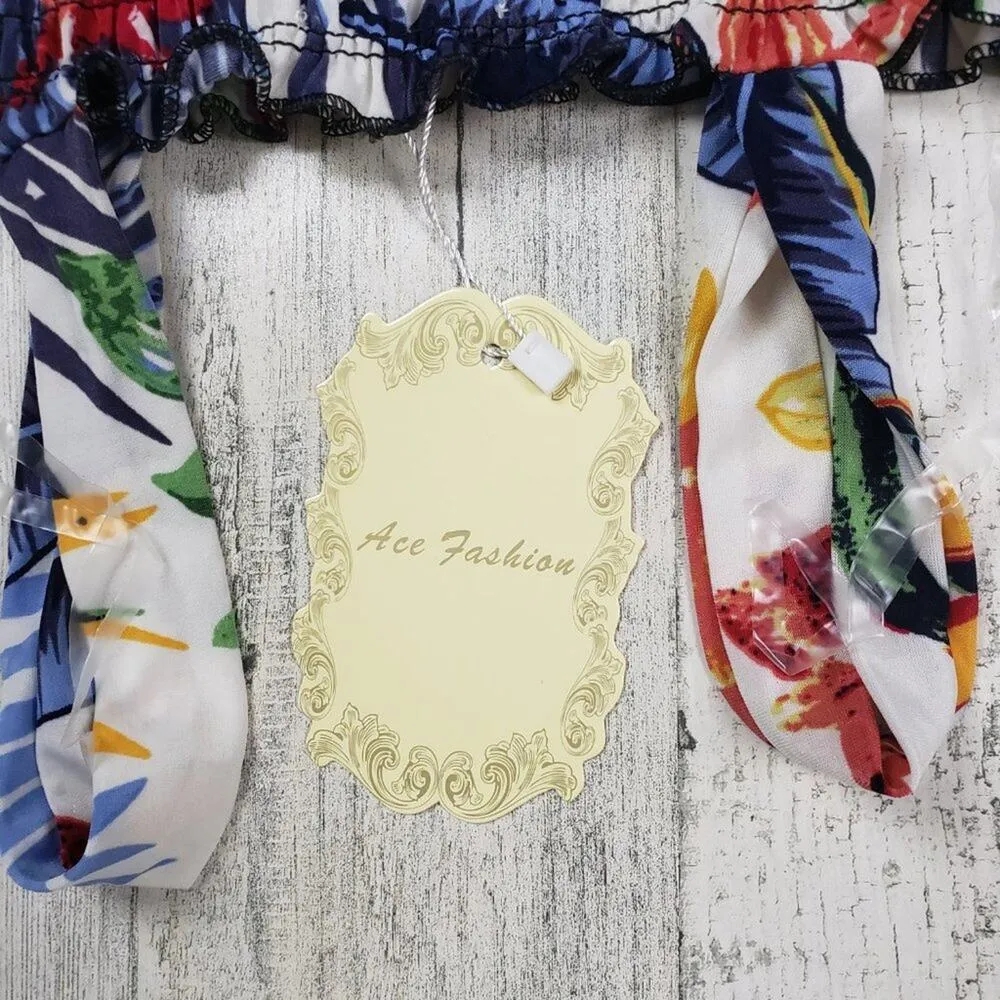 NWT Ace Fashions White Tropical Smocked Sundress Women’s Size Large - Image 8