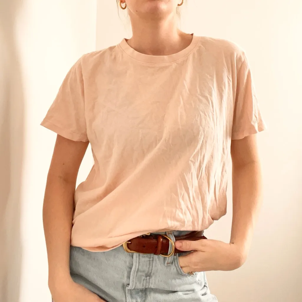 Everlane Peachy Pale Pink Cotton Tee Shirt - Image 3