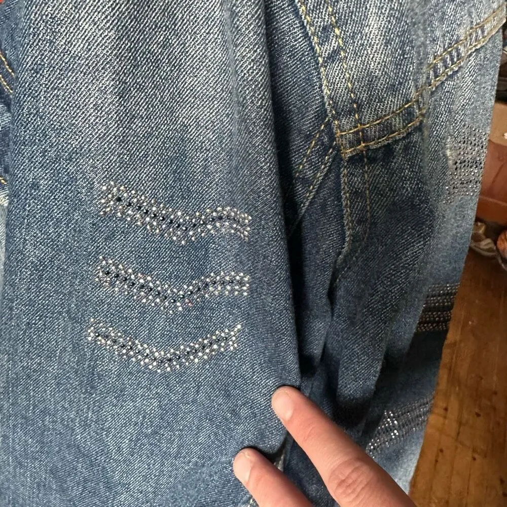 Jade + Ivory bling elevated basics minimalist XL denim jacket Blue - Image 3