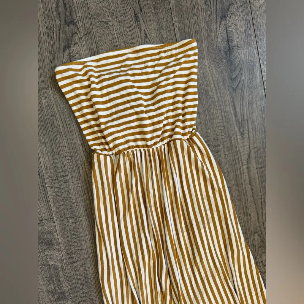 American Eagle Outfitters Yellow Striped Tube Jumpsuit- Small - Image 5