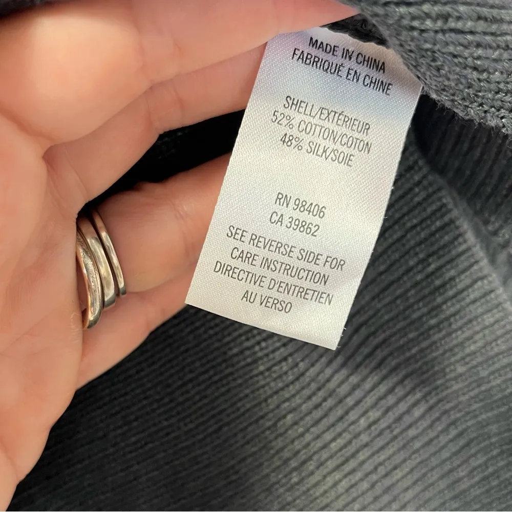 Theyskens’ Theory Silk Rib Knit Ripped Shredded Sleeve Sweater size small Gray - Image 7