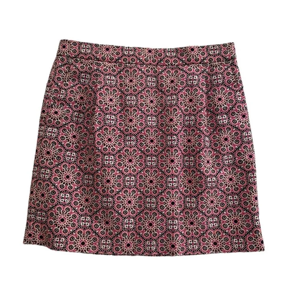 JCREW COTTON BASKET WEAVE PRINT PATTERN MINI SHORT SKIRT 4 Pink - Image 3