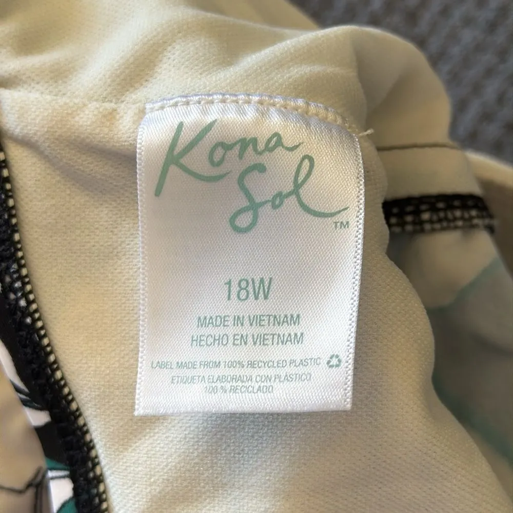 Kona Sol Black White Floral‎ Tankini Swim Top Plus Size 18W - Image 5