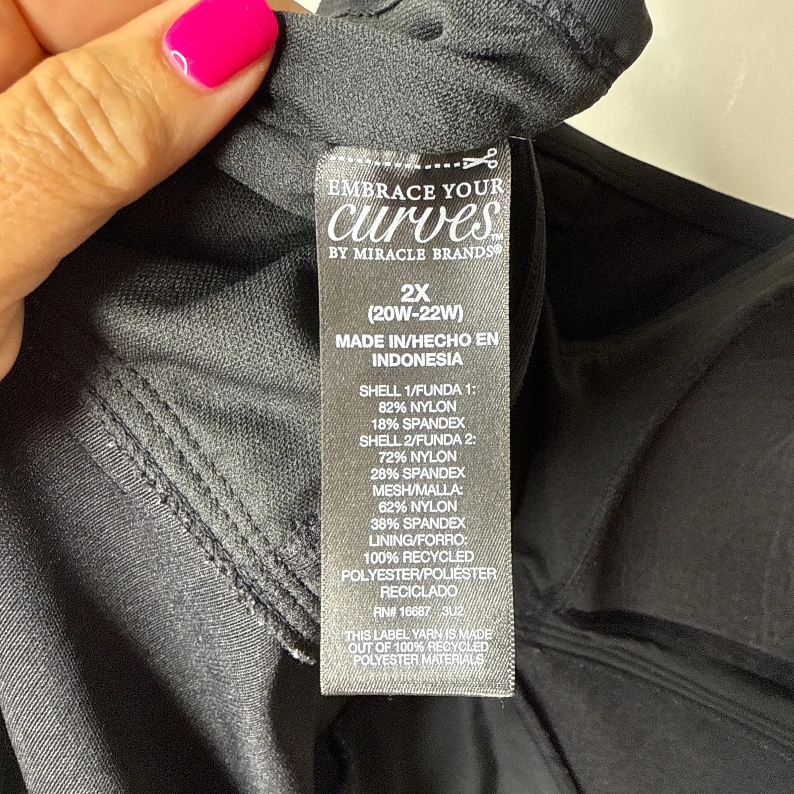 Miracle Brands Embrace Your Curves Women's 2X Black‎ Slimming One - Image 7