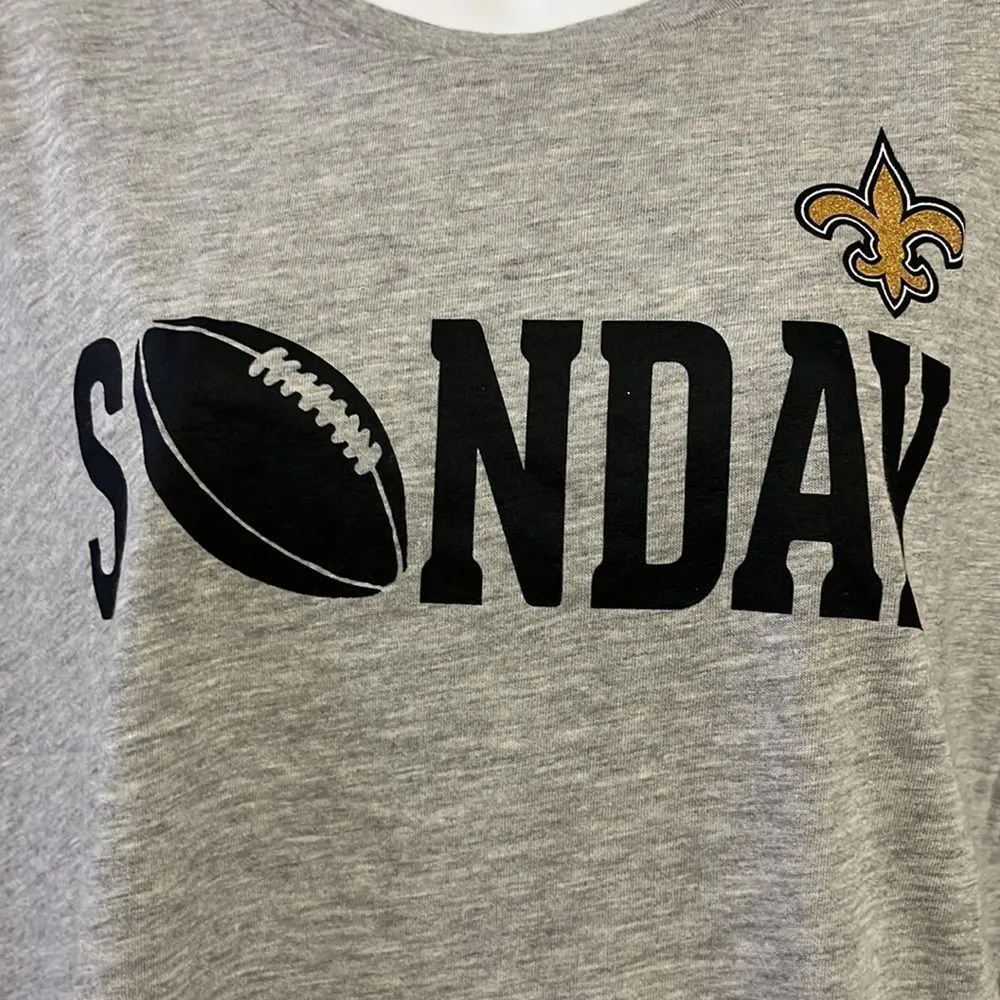 NFL New Orleans Sunday Football Women’s Short Sleeve Heather Gray T-Shirt-Large - Image 7