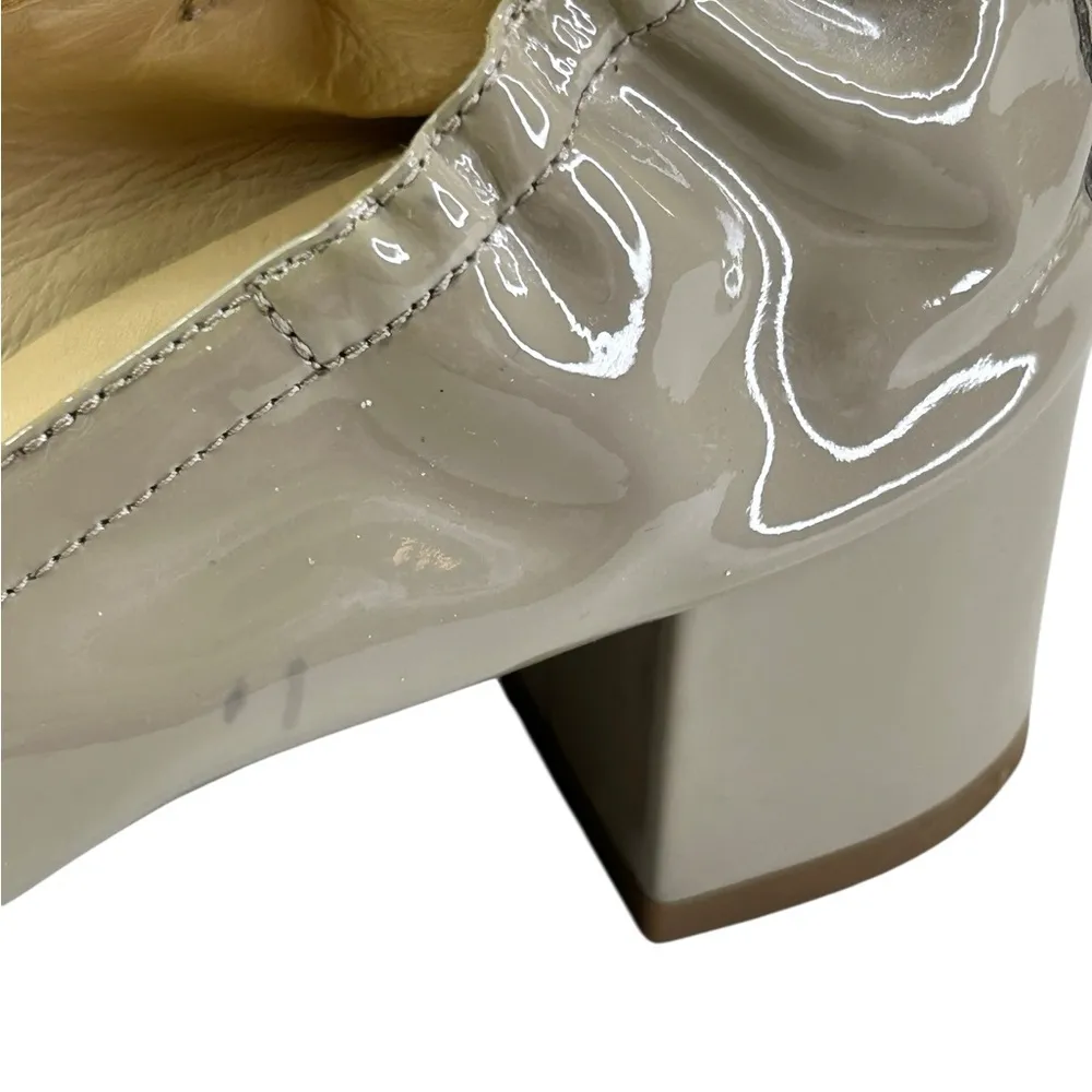 Everlane The Day Heel Taupe Patent Leather Block Pumps size 8.5 Italy - Image 4