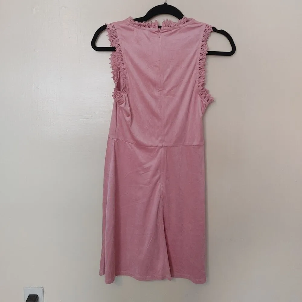 Altar'd State Pink Size Small S Crochet Pink Faux Suede Dress Soft Cozy Classy - Image 6