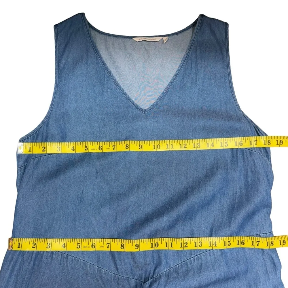 Soft Surroundings Romper Denim Blue Chambray Culottes Jumpsuit Women Size Medium - Image 12