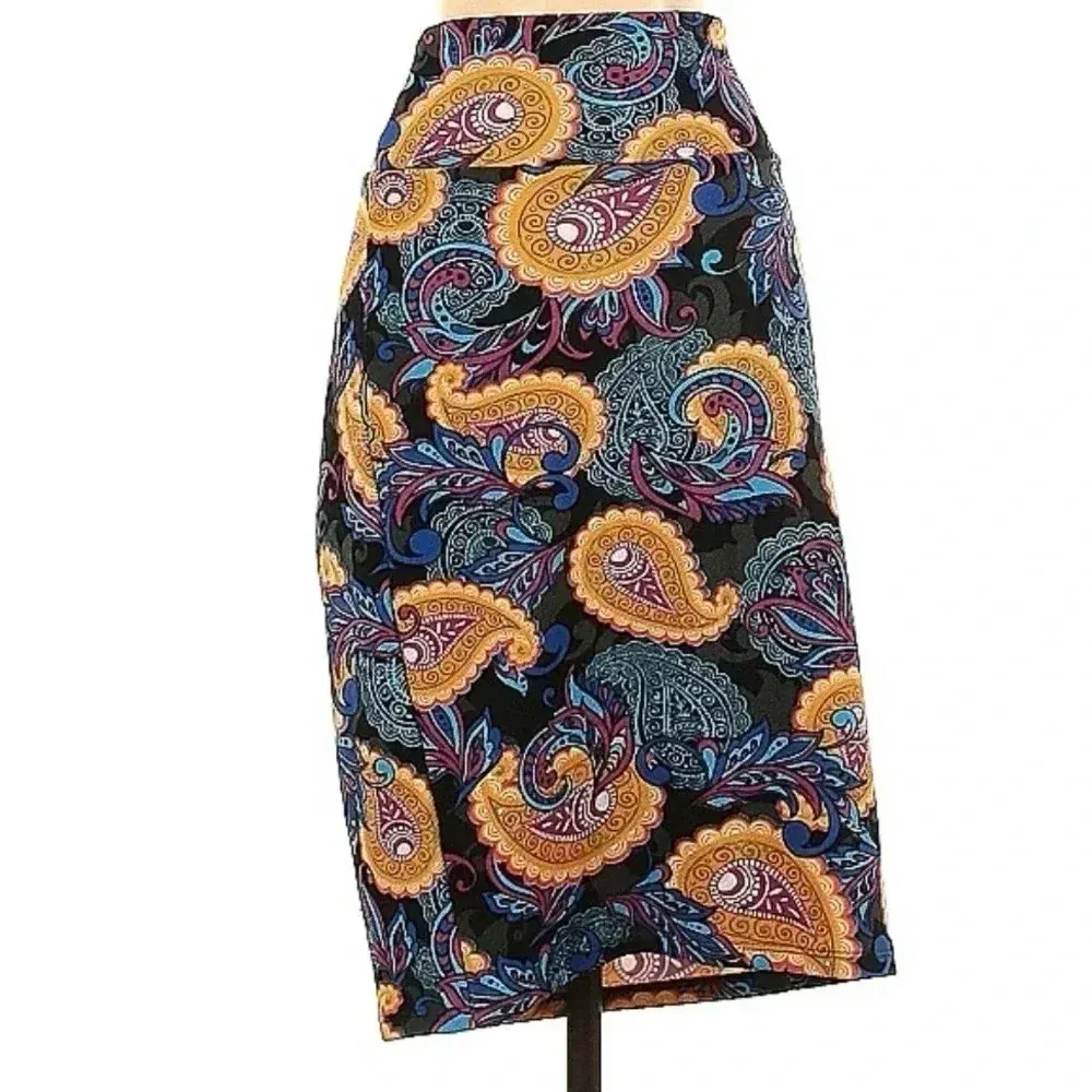 LuLaRoe Vibrant Bohemian Paisley Floral Print Cassie Pencil Skirt Size S Small - Image 2