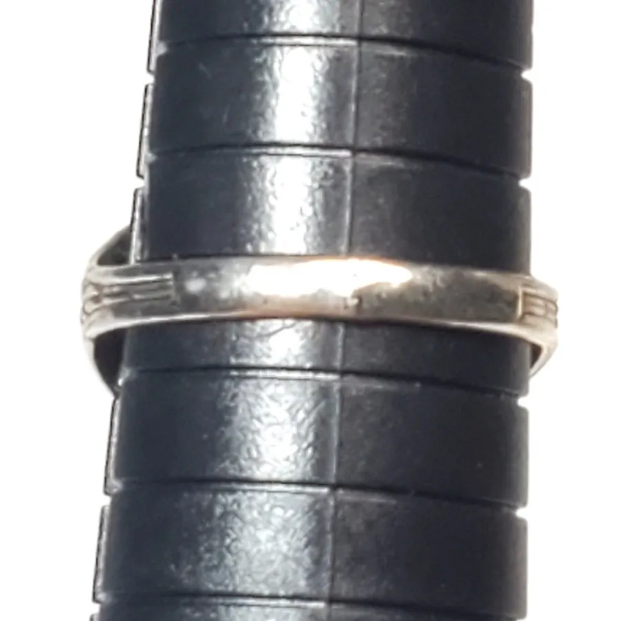 Silver Tone Flower Ring Sz 8.5 Unsigned Blue Cabochon Floral - Image 5