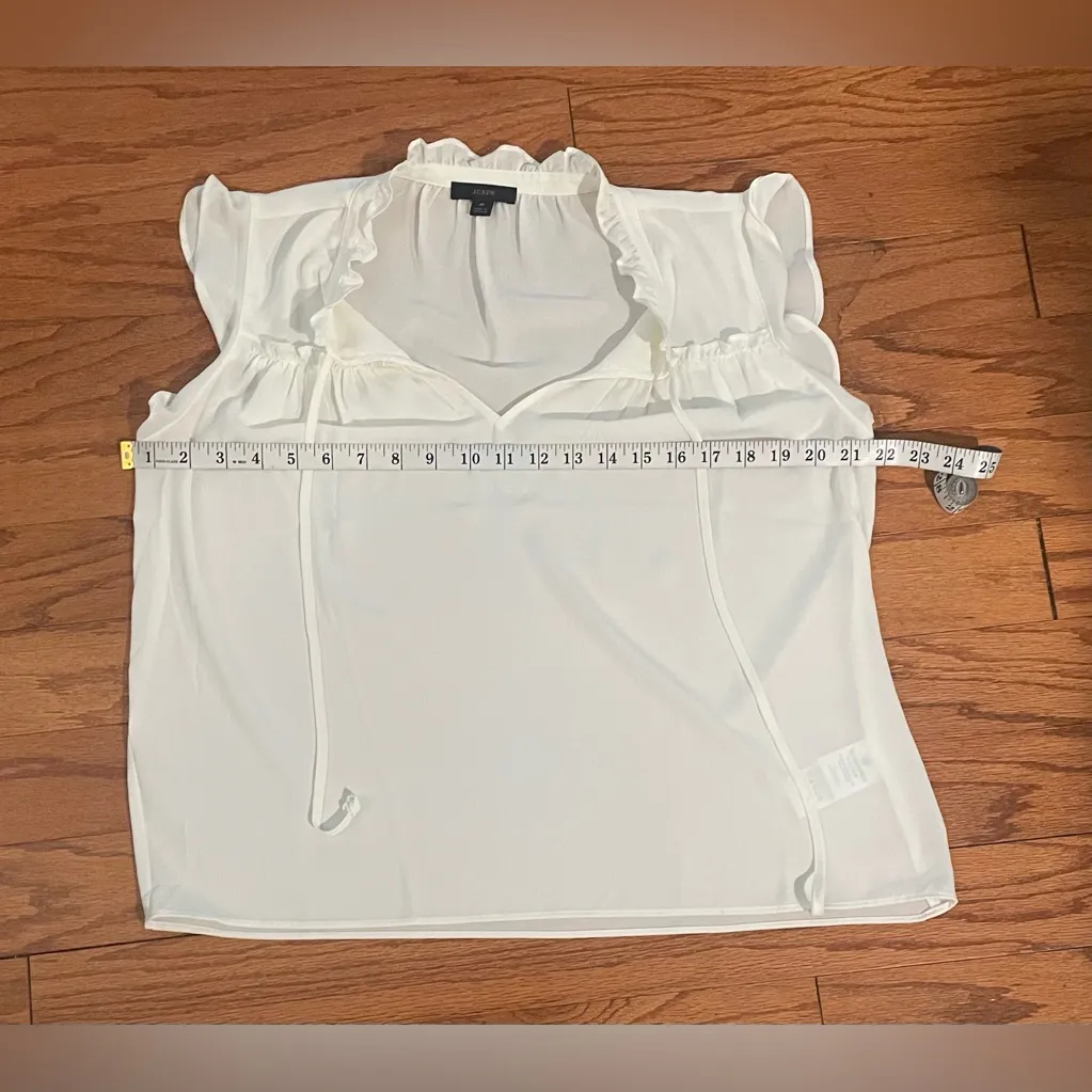 J. Crew- White Ruffle Trim Tank Top Size M - Image 6
