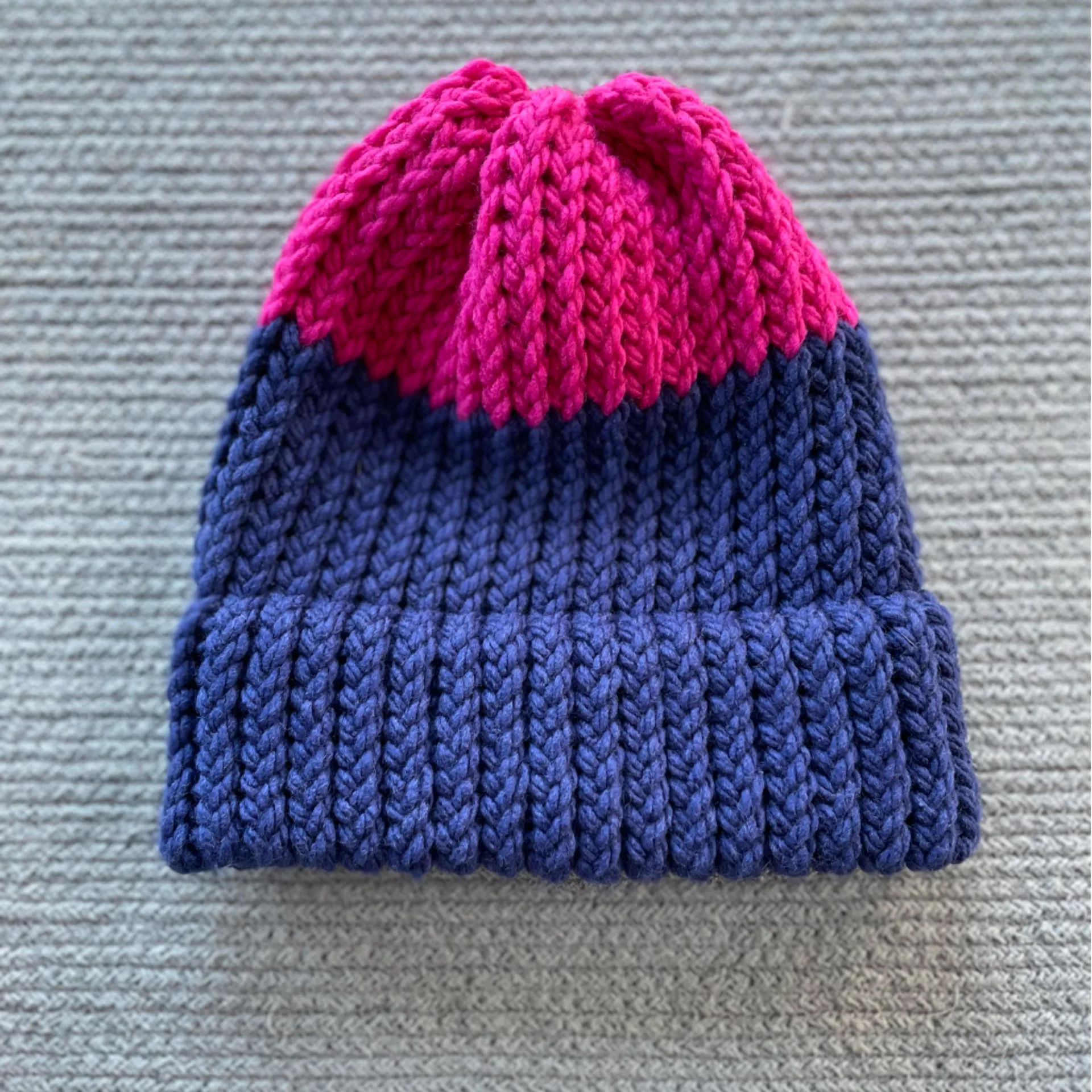 Handknit Purple Fuschia Pink Beanie Winter Hat - Image 6
