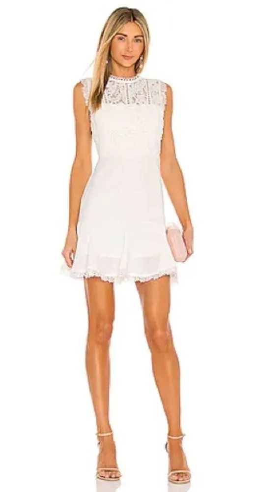HEARTLOOM Cammie Sleeveless Lace Mini Dress Tulip Hem Eggshell White Size Small - Image 15