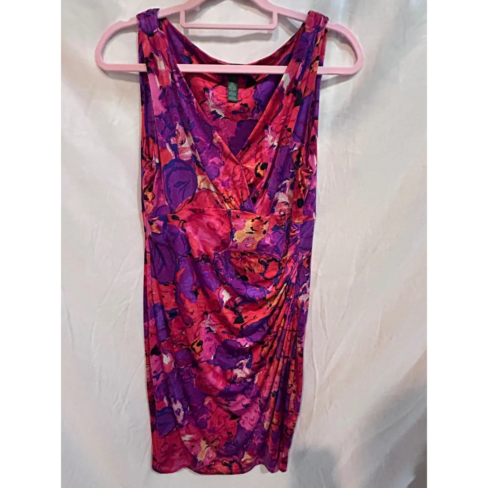 Lauren Ralph Lauren Womens Floral Print Sleeveless V Neck Sheath Dress 14P - Image 2
