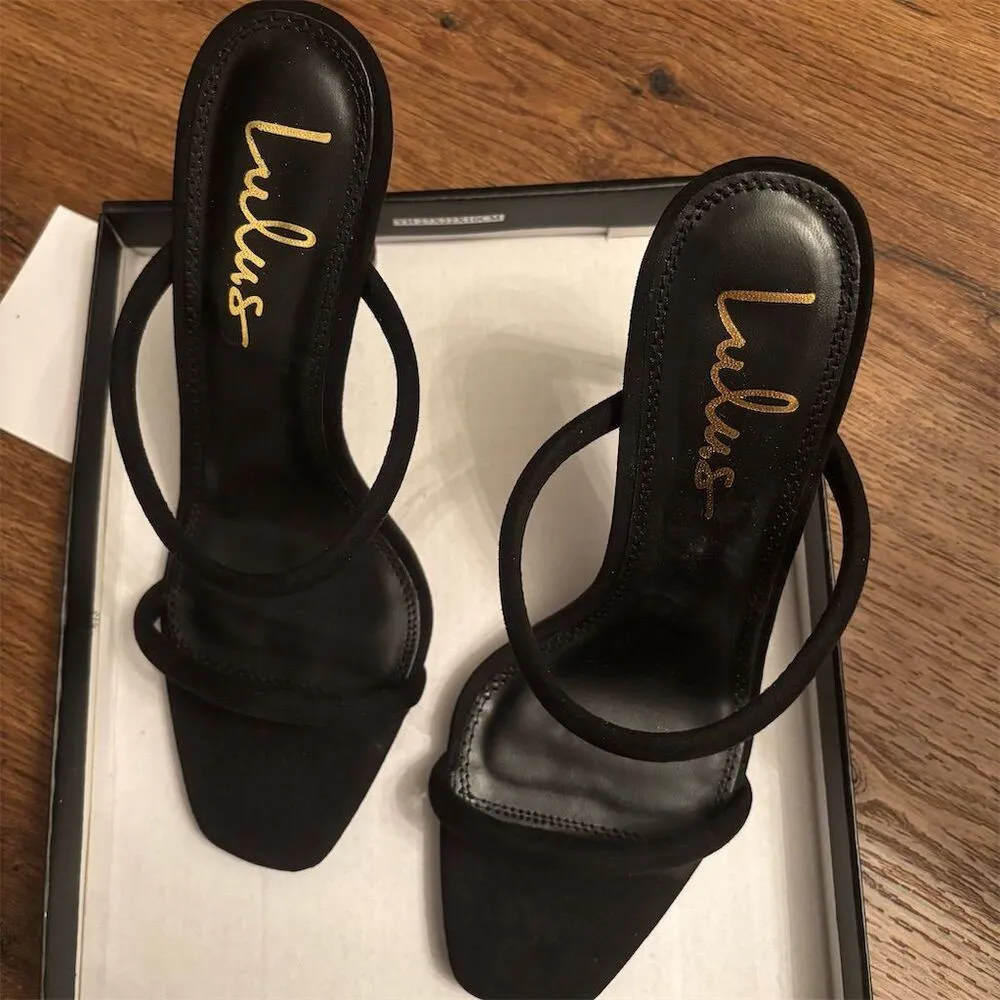 Lulus Women's theyaa Black Strappy High Heel Sandals Size 7.5 Formal - Image 8