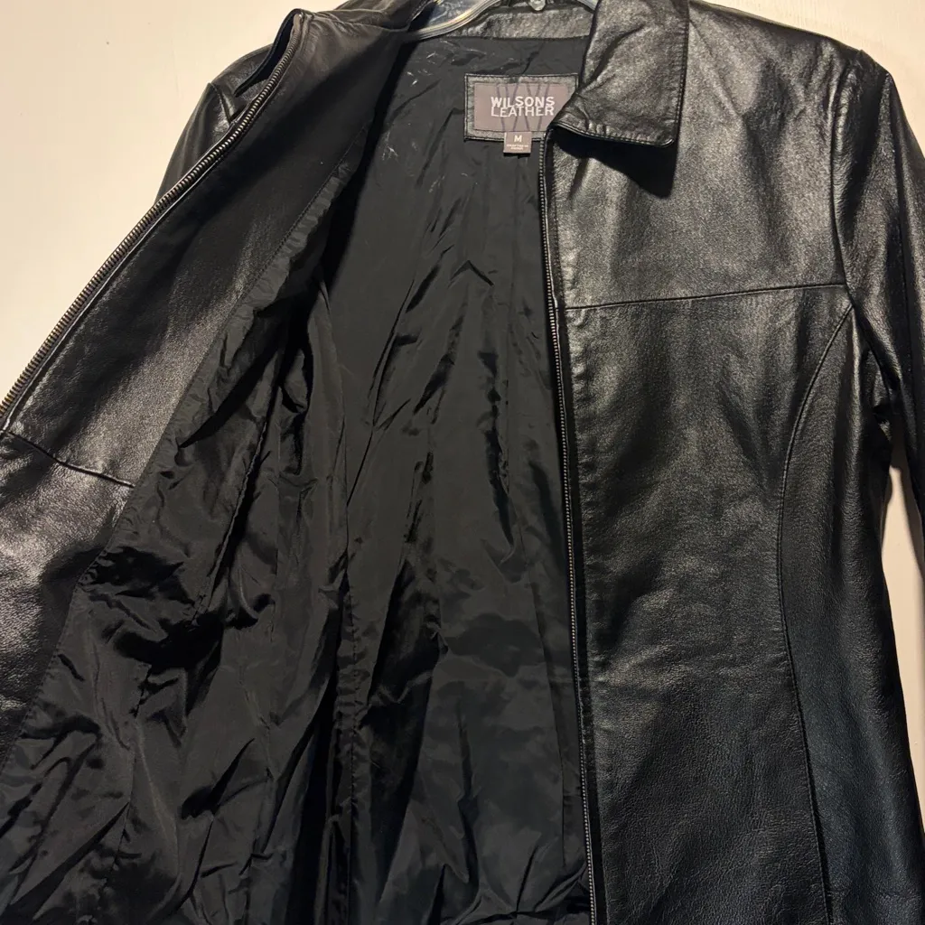 Wilson's Leather- Women's 100% Leather Jacket Full Zip Lined Slit Pockets Size M - Image 6