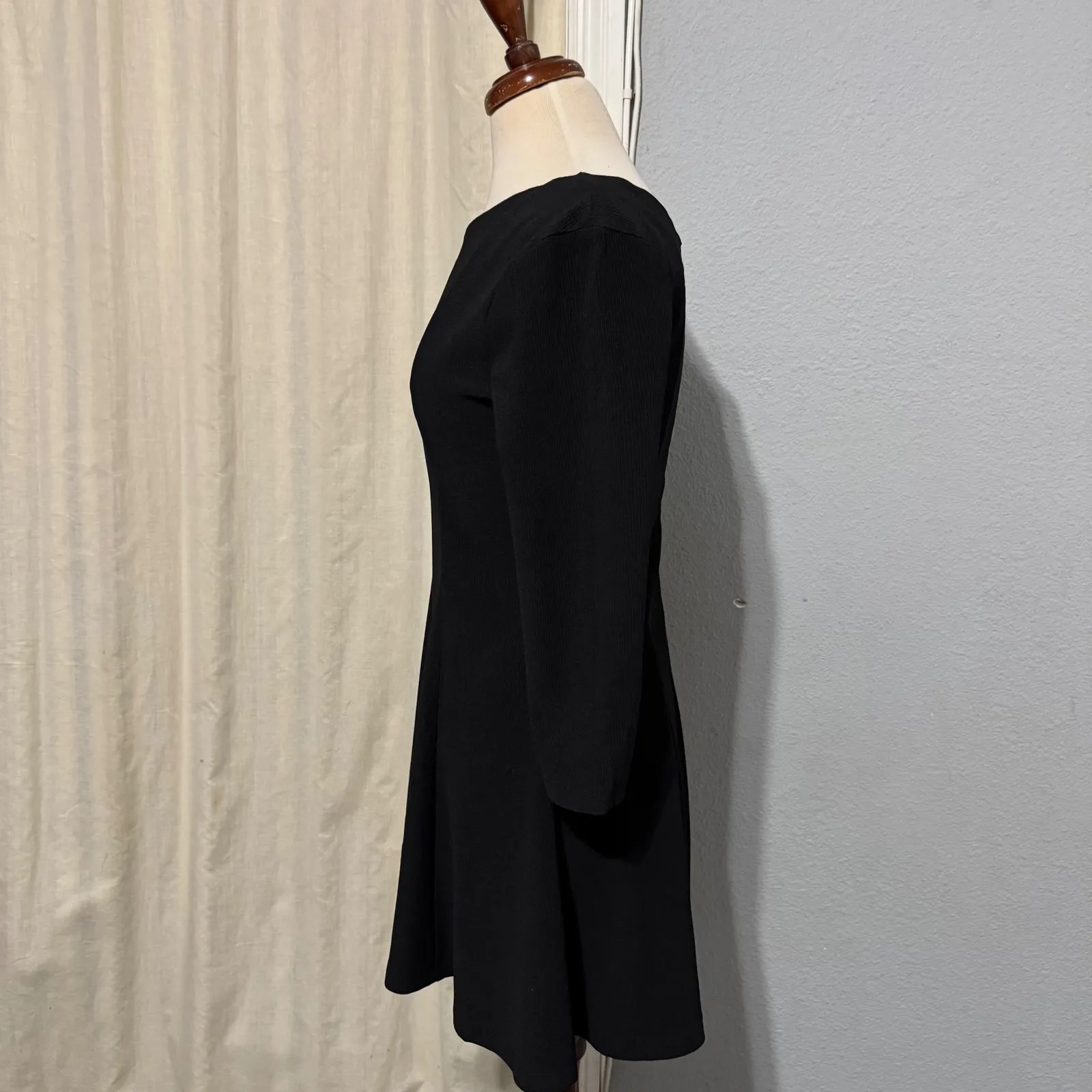 New POPJULI Black One Shoulder Long Sleeve Fit Flare Gothic Zip Dress Women L Size L - Image 3